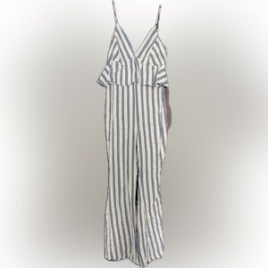 BCBGeneration Blue and White Striped Jumpsuit